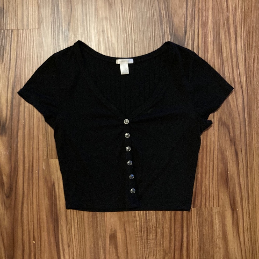 Bozzolo V-Neck Button Crop Top - Womens Large